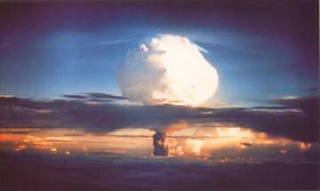 The mushroom cloud produced by Ivy Mike, which was the codename for the world's first fusion bomb