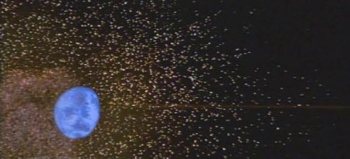 Alderaan's explosion with an intact Alderaan superimposed on top