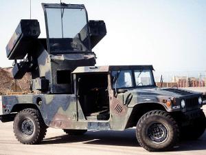 A SAM-equipped Humvee