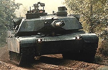 An M1A2 Abrams main battle tank on the move