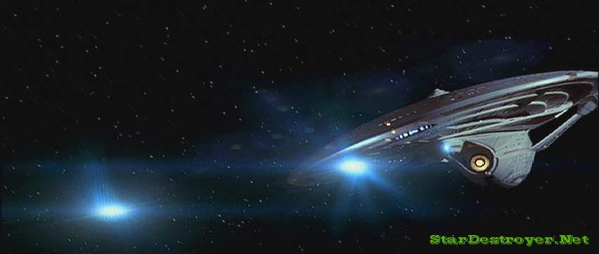 The Enterprise-E fires quantum torpedoes